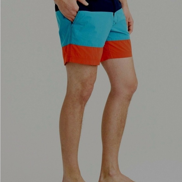 J.Crew 6.5" Tab Swim Short in Blue Colorblock - Picture 2 of 7